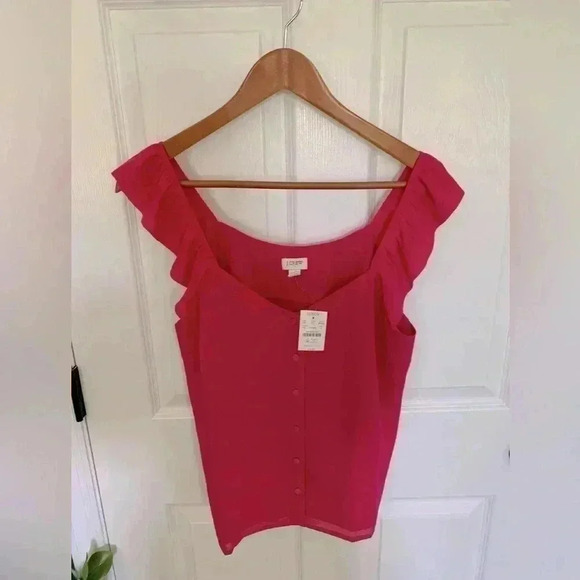 NWT J. Crew Factory Button Up Tank with Ruffle Sleeves size 6 - Picture 5 of 5